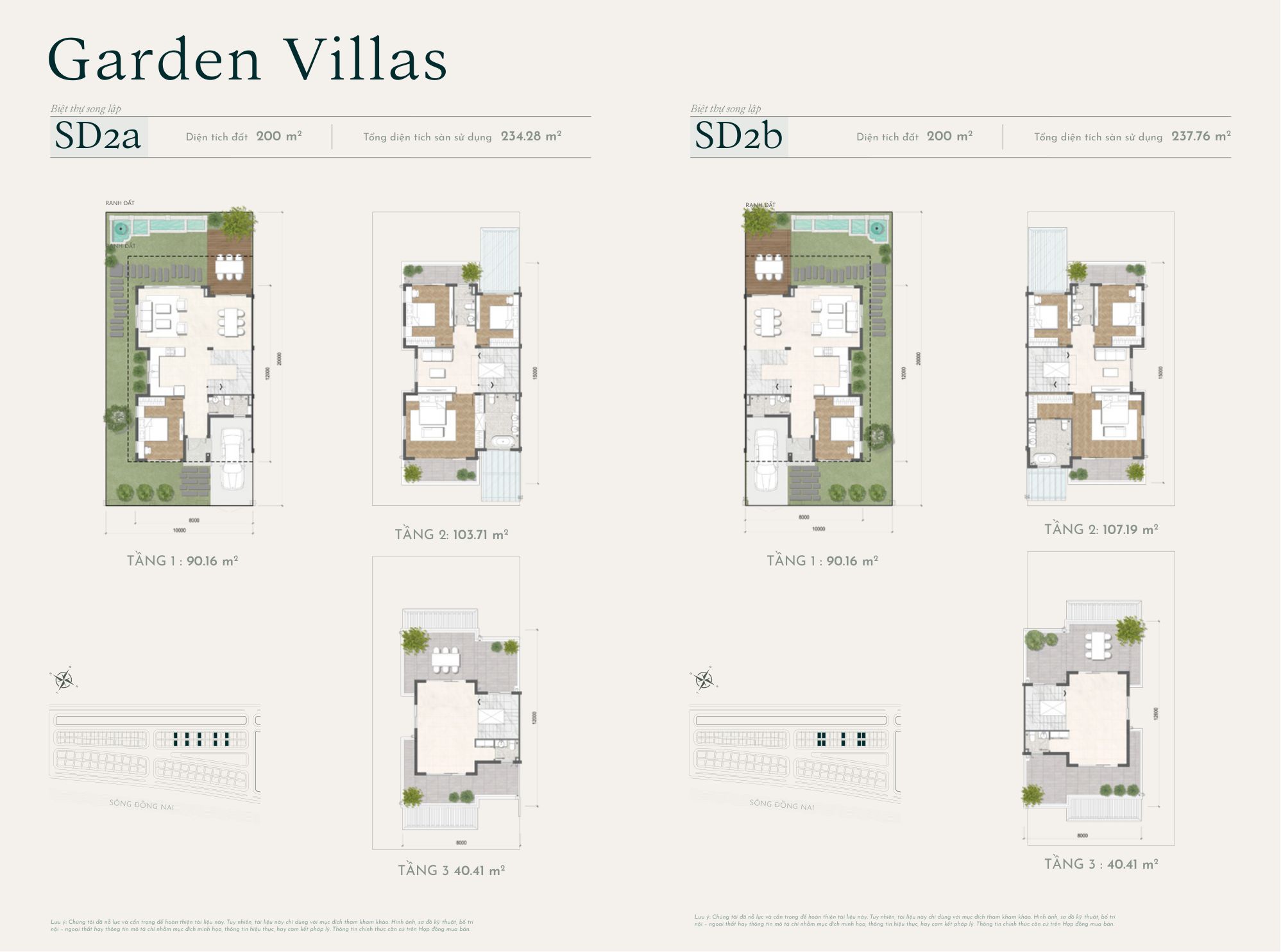 Mặt bằng Garden Villa SD2a và SD2b