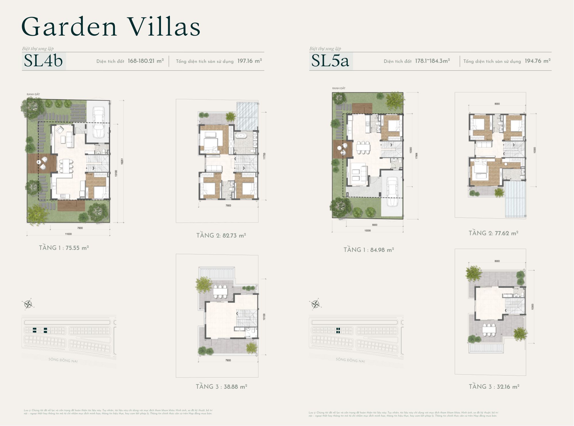 Mặt bằng Garden Villa SL4b và SL5a